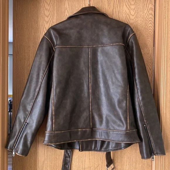 ASOS oversized washed faux leather biker jacket - Picture 4 of 4